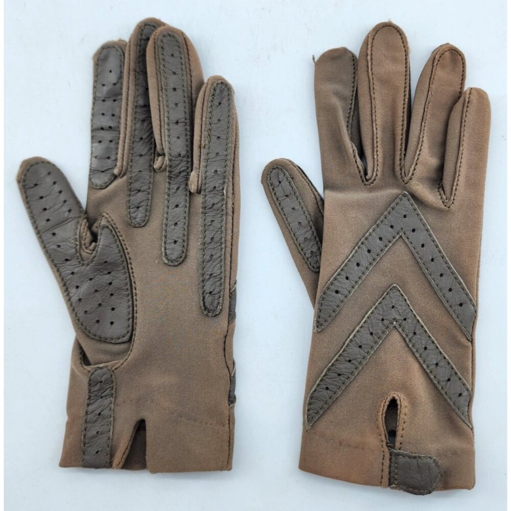 Vtg 80s Aris Isotoner Women's One Size Unlined Driving Gloves Beige